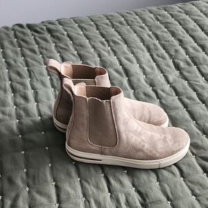 Birkenstock Beige Suede Footbed Shoes